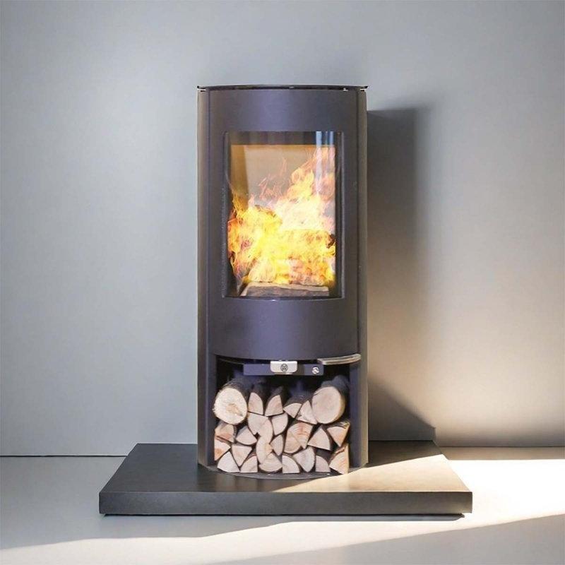 Siyah Metal Camlı Odunlu Şömine Soba - 111x60x46 cm - 189328