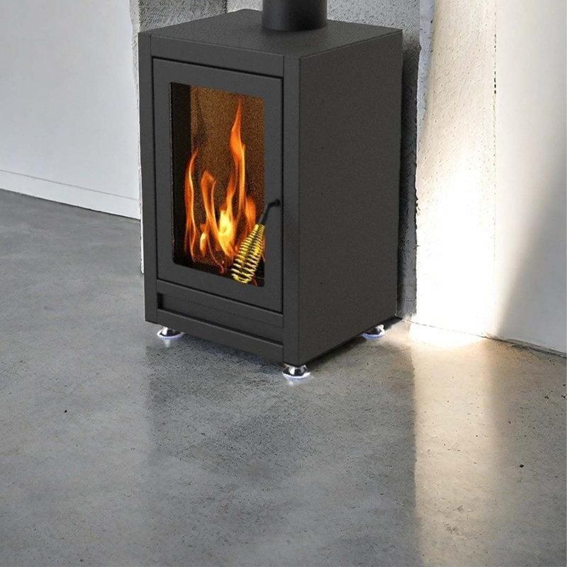 Siyah Metal Camlı Odunlu Şömine Soba - 63x43x37 cm - 189413