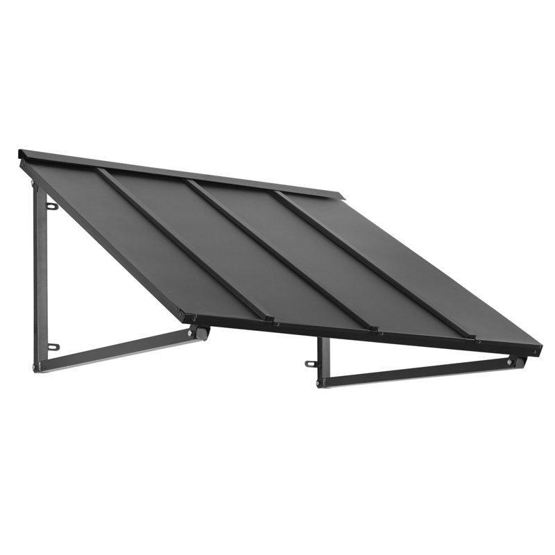 Siyah Metal Çelik Sabit Eğimli Kapı Üstü Sundurma - 143x92 cm - 165982