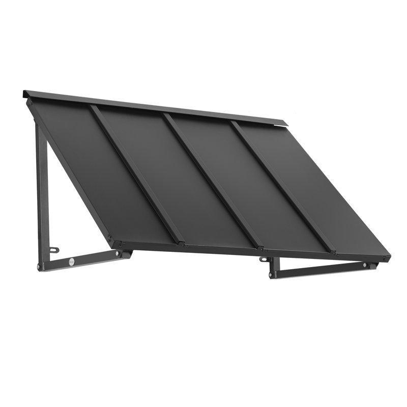 Siyah Metal Çelik Sabit Eğimli Kapı Üstü Sundurma - 143x92 cm - 165982