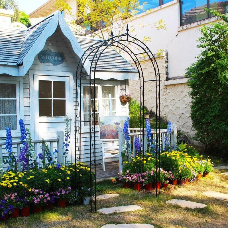Siyah Metal Çift Katmanlı Toz Boyalı Bahçe Kemeri - 250x119 cm - 178828