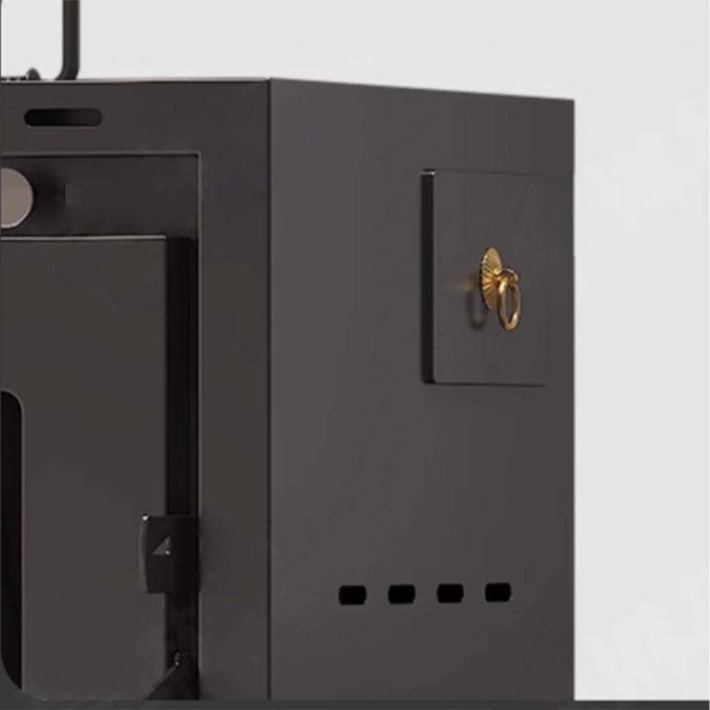 Siyah Metal Country Tarzı Odunlu Şömine Soba - 89 cm - 189204