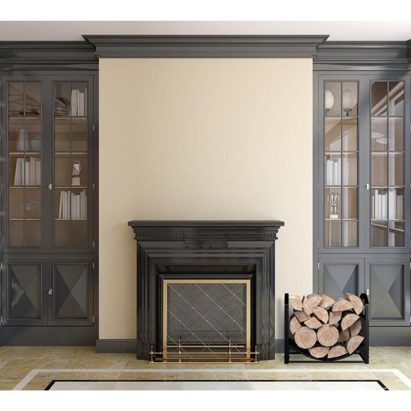 Siyah Metal Dekoratif Kıvrımlı Tasarım Şömine Odunluk - 46x36x37 cm - 188617