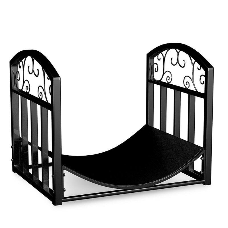 Siyah Metal Dekoratif Kıvrımlı Tasarım Şömine Odunluk - 46x36x37 cm - 188617