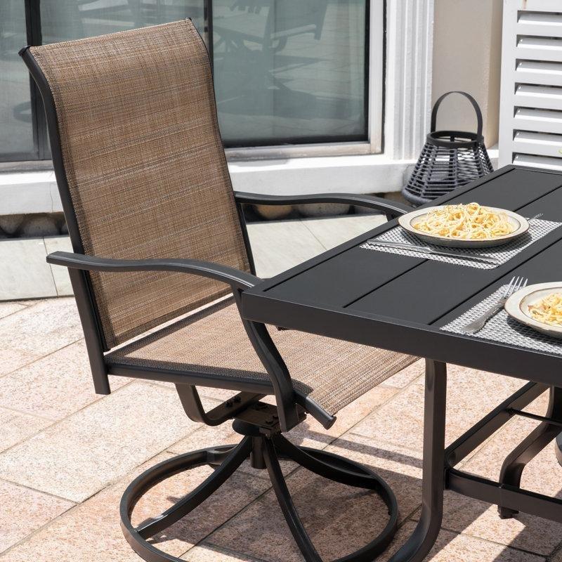Siyah Metal Döner Sandalyeli Şemsiye Delikli Bahçe Masa Takımı - 94x94 cm - 217175