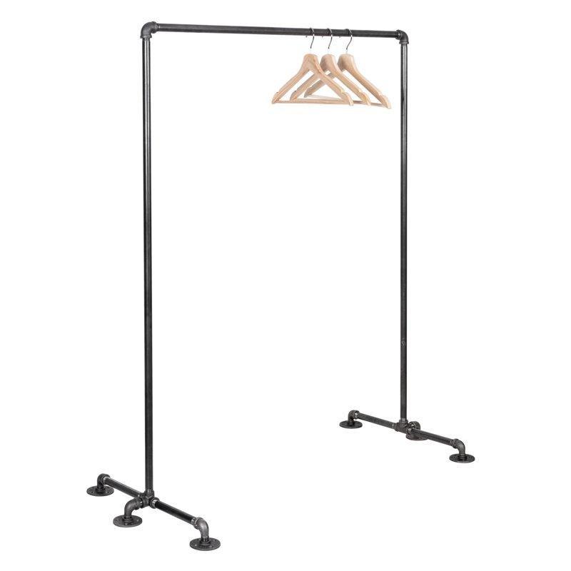 Siyah Metal Endüstriyel Boru Tasarımlı Ayaklı Askılık - 98 cm - 165400