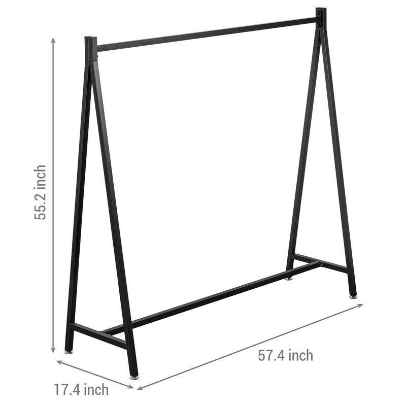 Siyah Metal Endüstriyel Tasarım A-Çerçeve Ayaklı Askılık - 146 cm - 165388