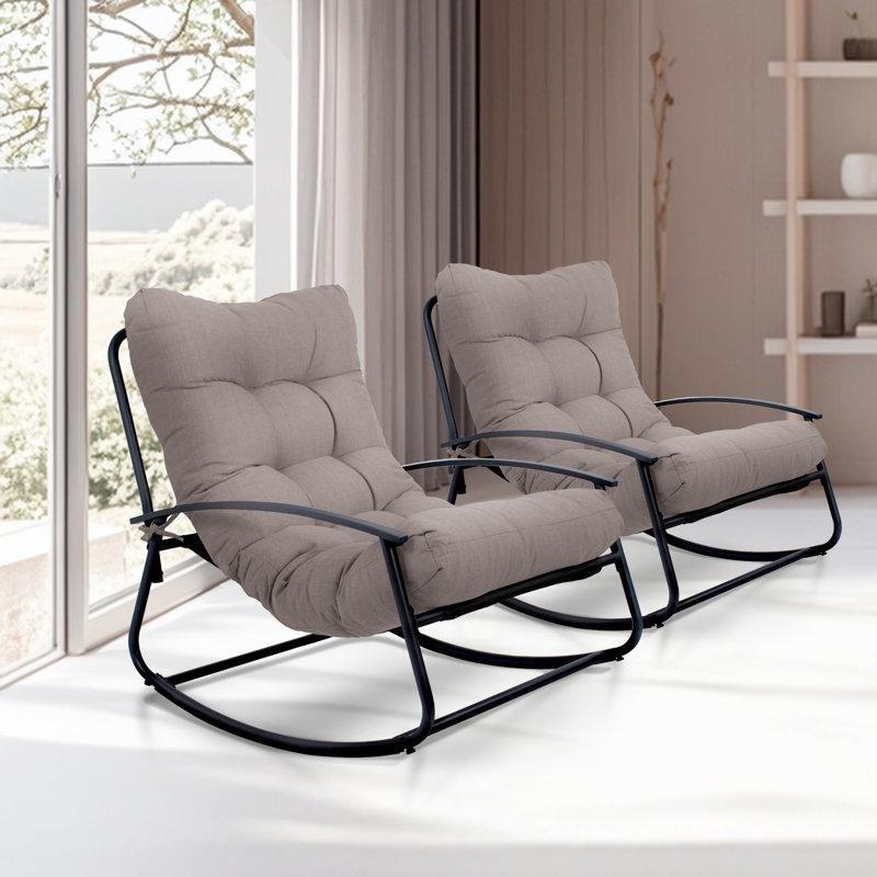 Siyah Metal Ergonomik Minderli Dış Mekan Sallanan Sandalye - 81x104 cm - 218856