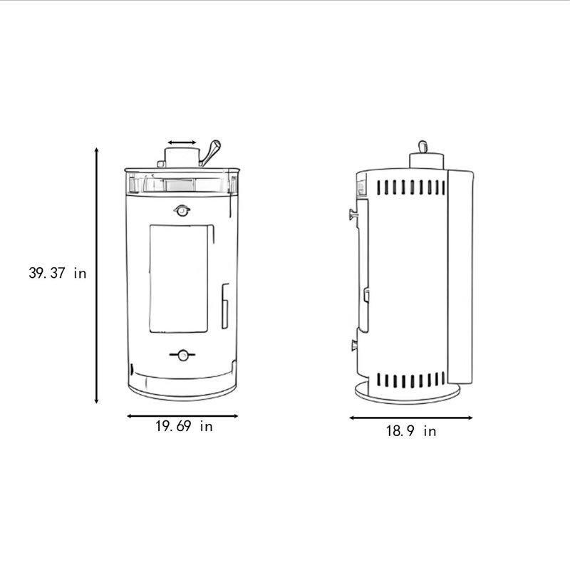 Siyah Metal Fanlı Silindirik Odunlu Şömine Soba - 189358