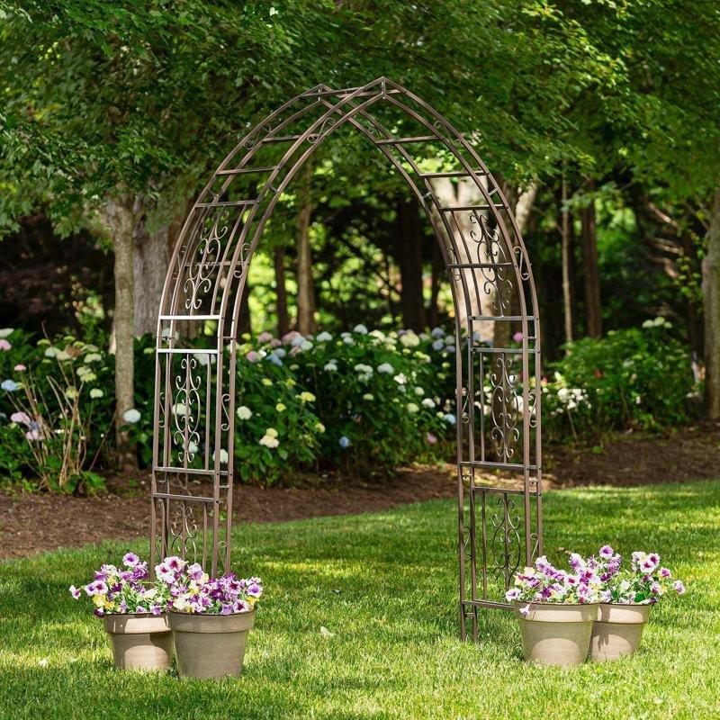 Siyah Metal Ferforje Sivri Uçlu Bahçe Kemeri - 237x135 cm - 178892