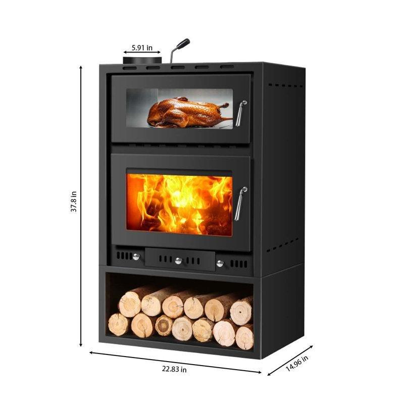 Siyah Metal Fırınlı Çekmeceli Şömine Soba - 97x58x39 cm - 188906