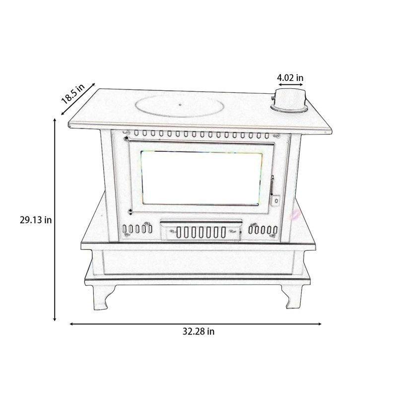 Siyah Metal Fırınlı Hava Perdeli Şömine Soba - 82x47x74 cm - 189149