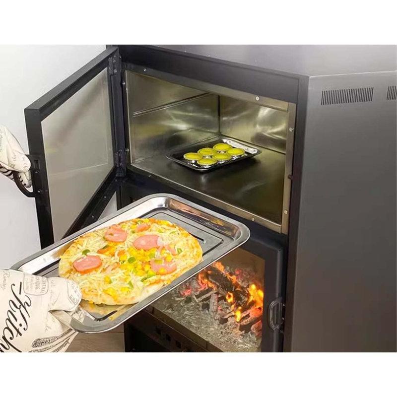 Siyah Metal Fırınlı Köşe Tipi Şömine Soba - 70x72 cm - 189008