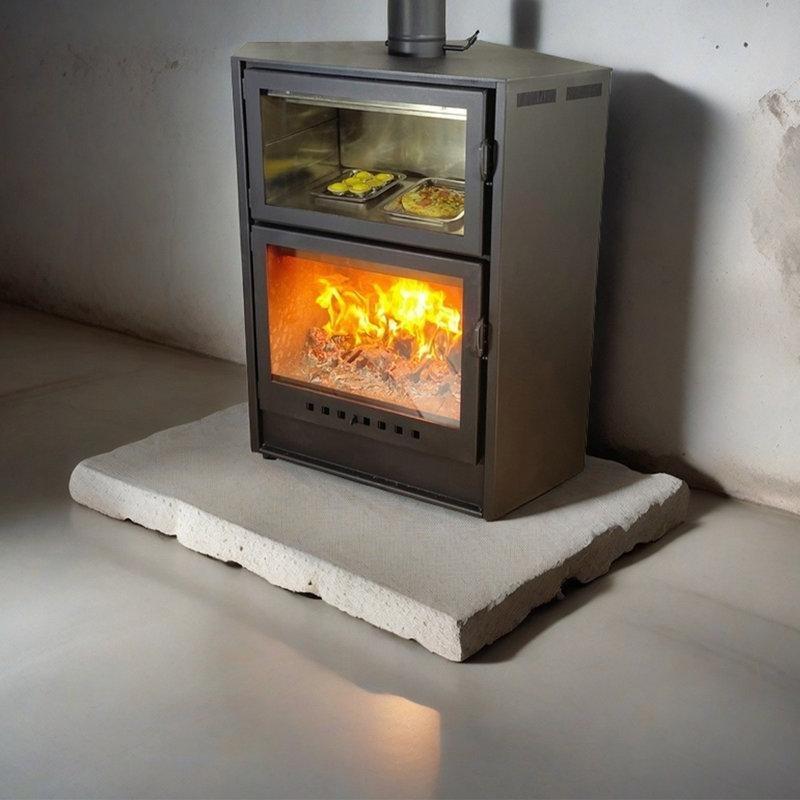 Siyah Metal Fırınlı Köşe Tipi Şömine Soba - 70x72 cm - 189008