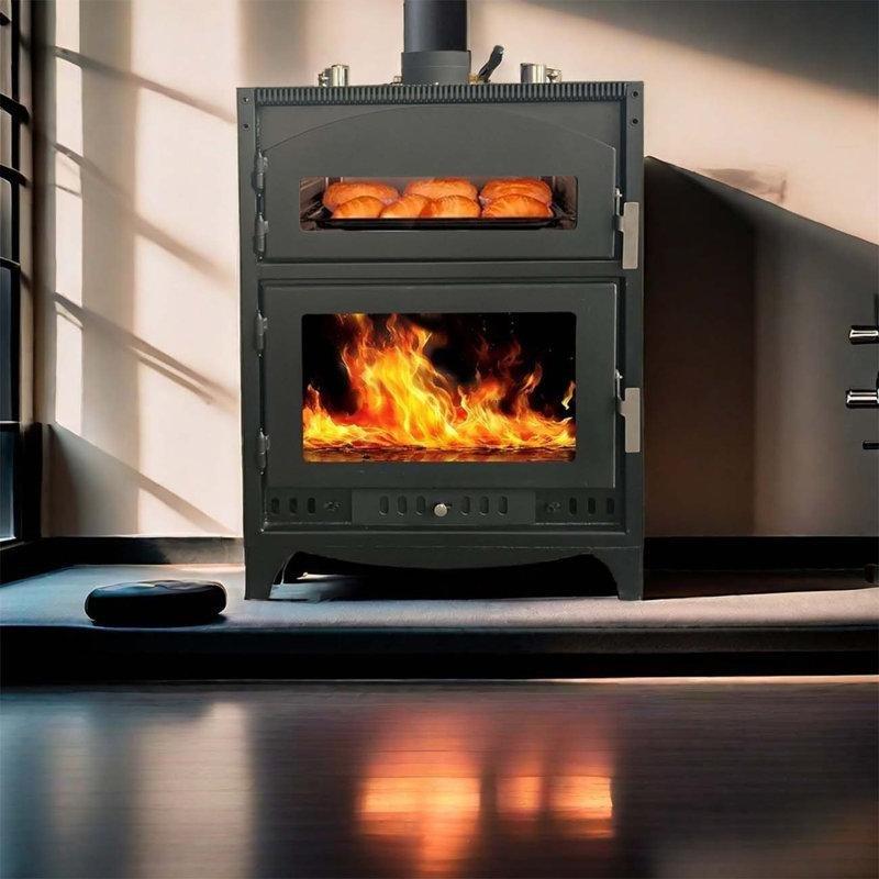 Siyah Metal Fırınlı Odunlu Şömine Soba - 75x50 cm - 189134