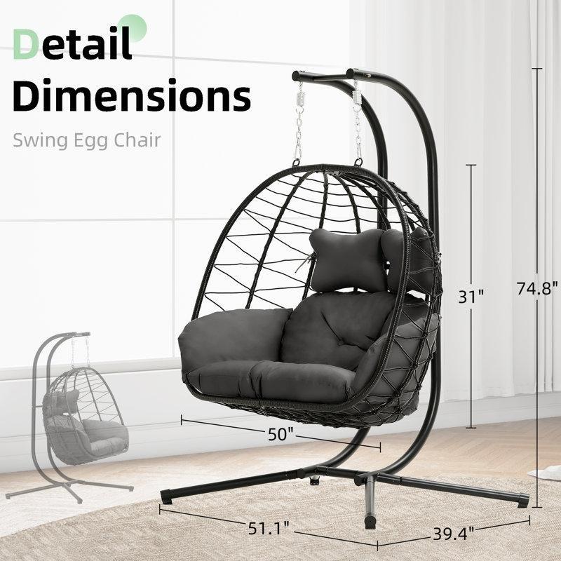 Siyah Metal Hasır Çift Kişilik Ayaklı Balkon Salıncağı - 174204
