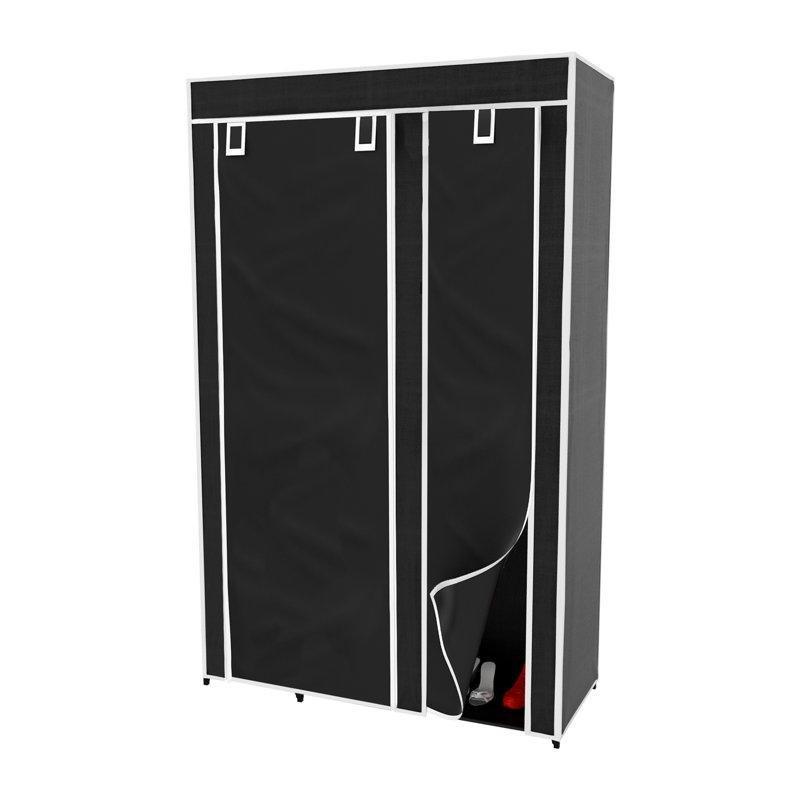 Siyah Metal İskeletli 5 Raflı Fermuarlı Portatif Bez Dolap - 110x45x174 cm - 182975