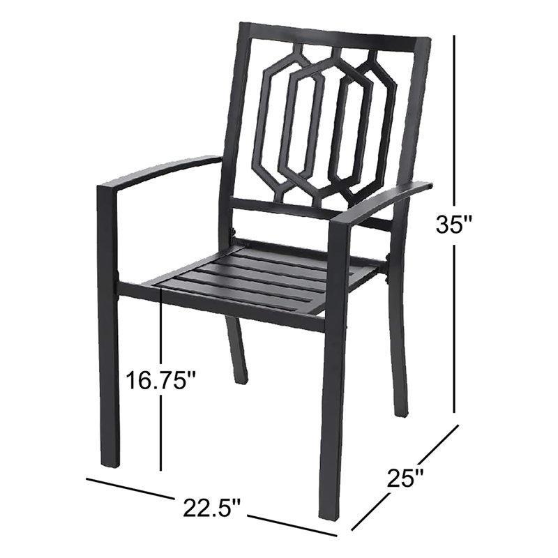 Siyah Metal İstiflenebilir Kollu Bahçe Sandalyesi 2li Set - 173621