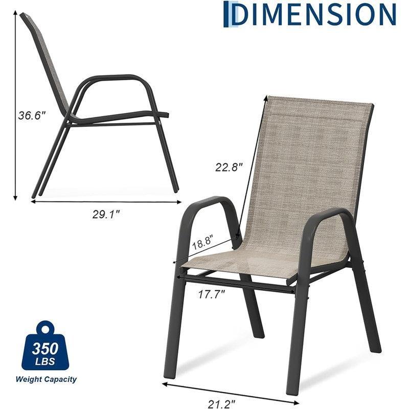Siyah Metal İstiflenebilir Yüksek Sırtlı Kollu Bahçe Sandalyesi 6lı Set - 173725
