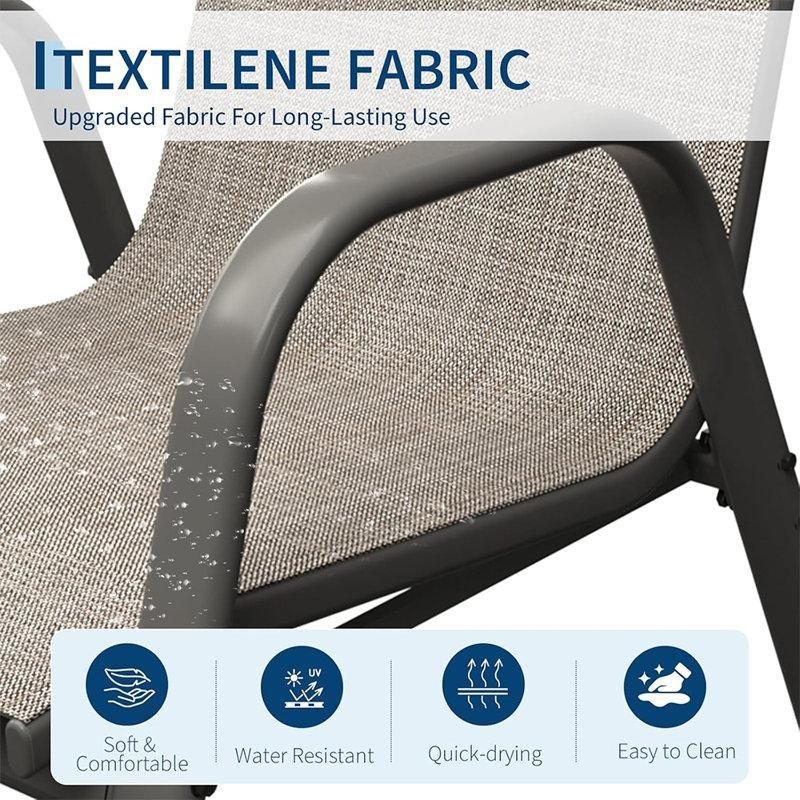 Siyah Metal İstiflenebilir Yüksek Sırtlı Kollu Bahçe Sandalyesi 6lı Set - 173725