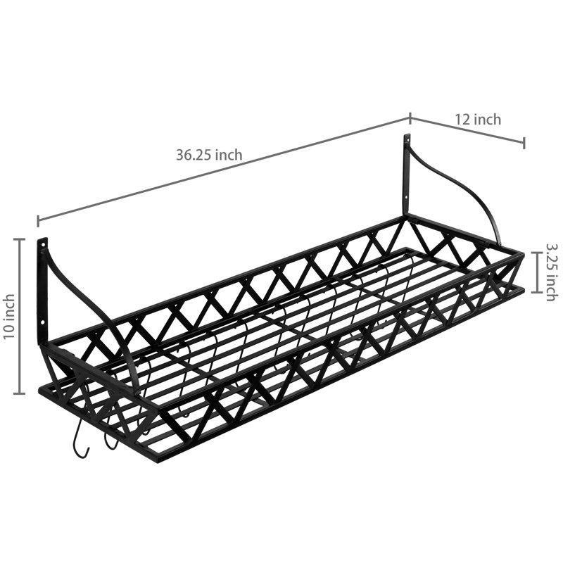 Siyah Metal Kancalı Duvara Monte Mutfak Rafı - 93 cm - 163858