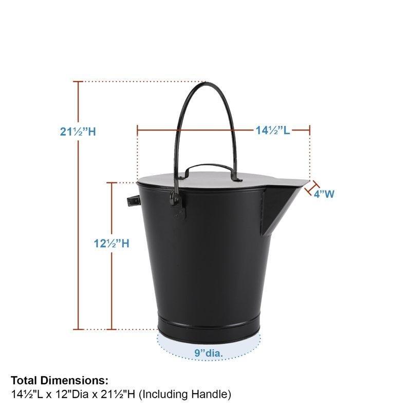 Siyah Metal Kapaklı Çift Tabanlı Kül Kovası - 31x34 cm - 189463