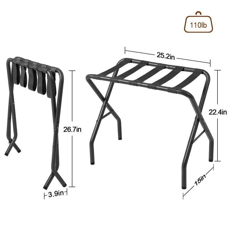Siyah Metal Katlanabilir 2li Set Valiz Sehpası - 186785