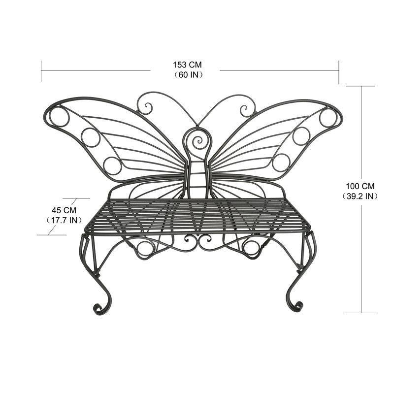 Siyah Metal Kelebek Tasarımlı 2 Kişilik Bahçe Bankı - 153 cm - 172240