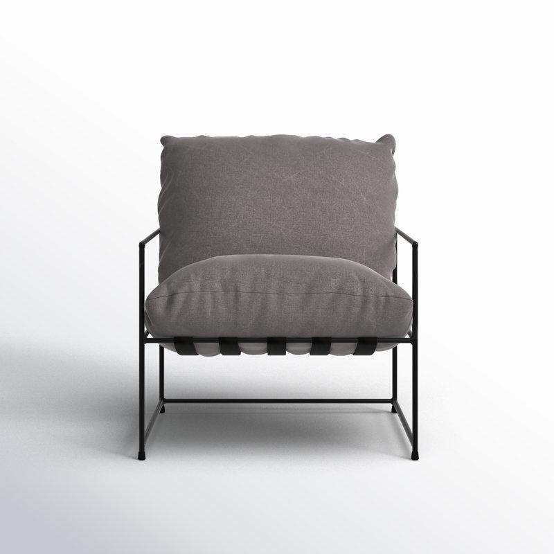 Siyah Metal Kızak Ayaklı Pamuk Karışımı Yastık Sırtlı Tekli Koltuk - 73x75 cm - 203669