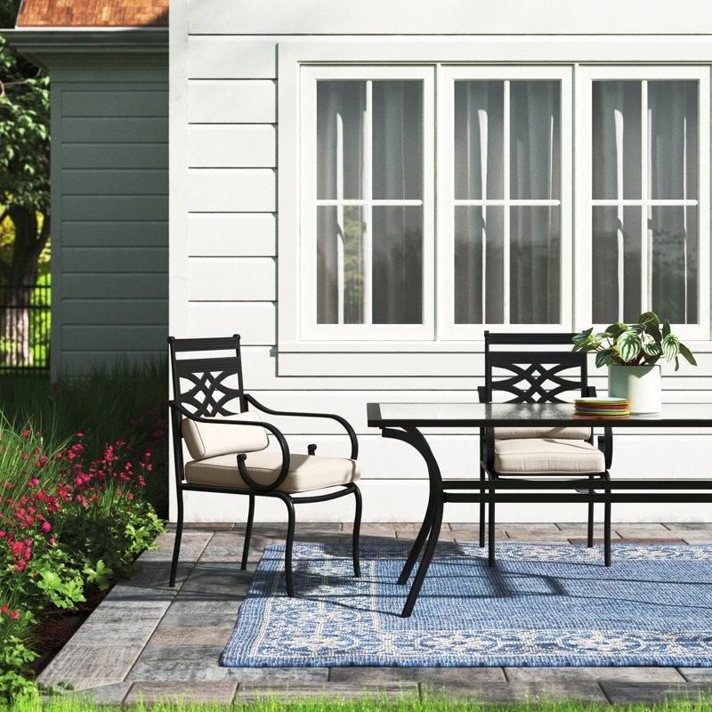 Siyah Metal Minderli İstiflenebilir Bahçe Sandalyesi - 2li Set - 174826