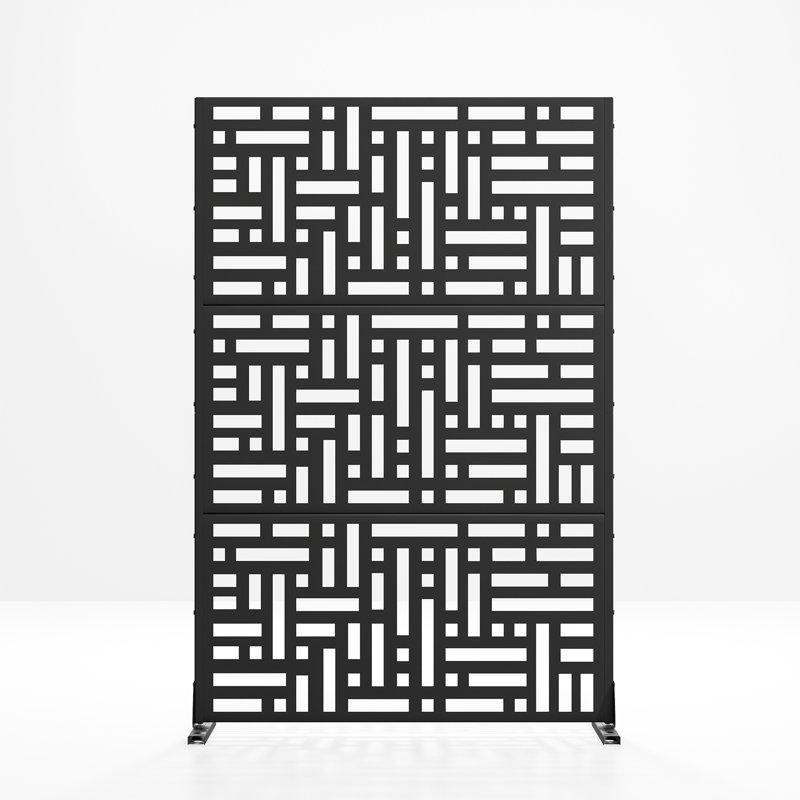 Siyah Metal Müstakil Dekoratif Paslanmaz Bahçe Paravanı - 183x120 cm - 172986