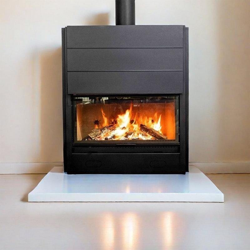 Siyah Metal Odunlu Kül Tepsili Şömine Soba - 120x54x137 cm - 188851