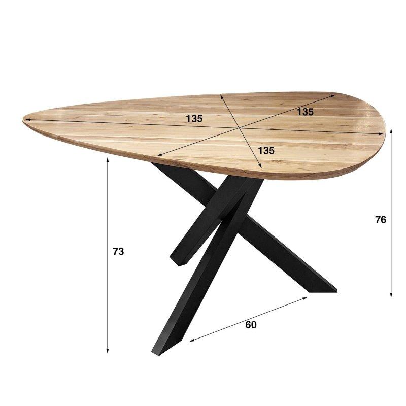 Siyah Metal Örümcek Ayaklı Masif Akasya Üçgen Bohem Yemek Masası - 135x135 cm - 235360