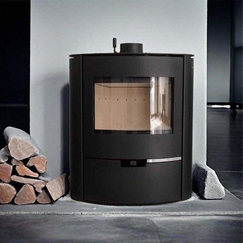 Siyah Metal Oval Ayaklı Odunlu Şömine Soba - 81 cm - 189060