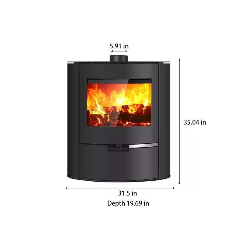 Siyah Metal Oval Ayaklı Odunlu Şömine Soba - 81 cm - 189060
