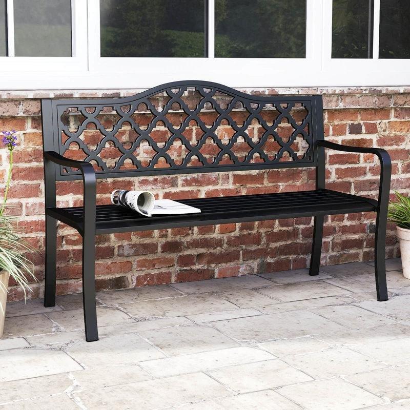 Siyah Metal Park Tipi 2-3 Kişilik Latalı Bahçe Bankı - 129 cm - 172248