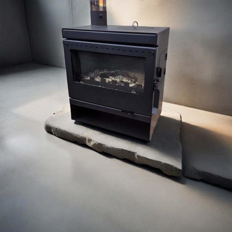 Siyah Metal Pişirme Özellikli Geniş Camlı Ayaklı Şömine Soba - 188973