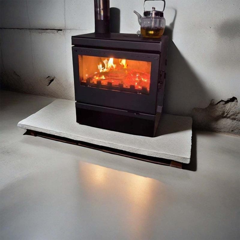 Siyah Metal Pişirme Özellikli Geniş Camlı Ayaklı Şömine Soba - 188973