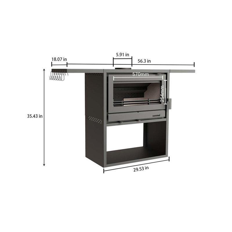 Siyah Metal Raflı Şömine Soba - 75x46x90 cm - 189211
