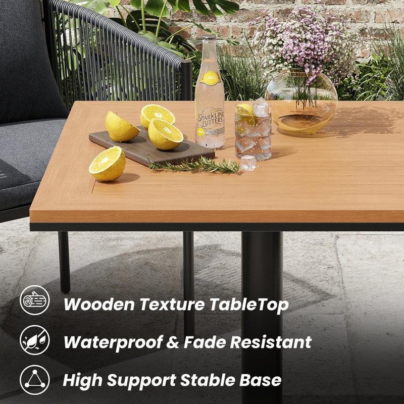 Siyah Metal Rattan Minderli 4 Kişilik Bahçe Masa Takımı - 214415