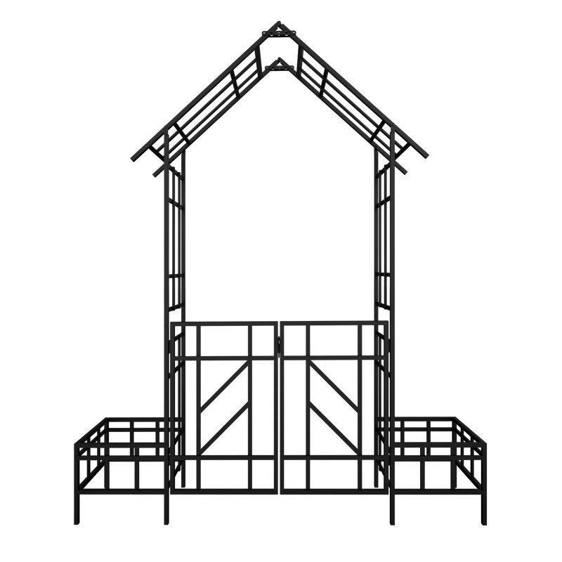 Siyah Metal Saksılı Kemerli Sarmaşık Destekli Bahçe Kapısı - 206x247 cm - 172705