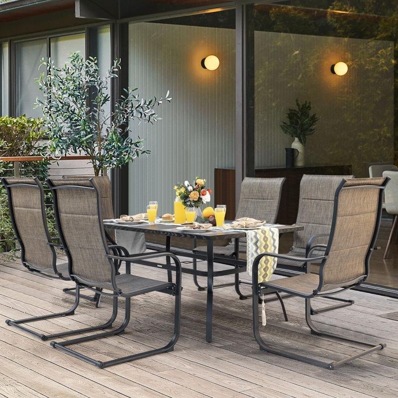 Siyah Metal Şemsiye Delikli 6 Kişilik Bahçe Masa Takımı - 154x94 cm - 213472