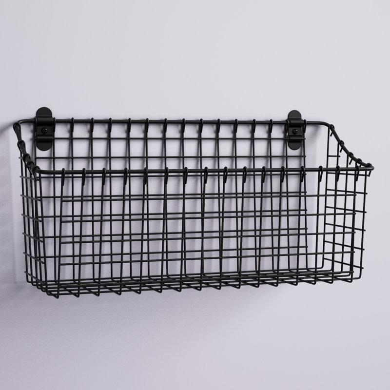 Siyah Metal Sepetli Duvar Rafı - 39 cm - 179407