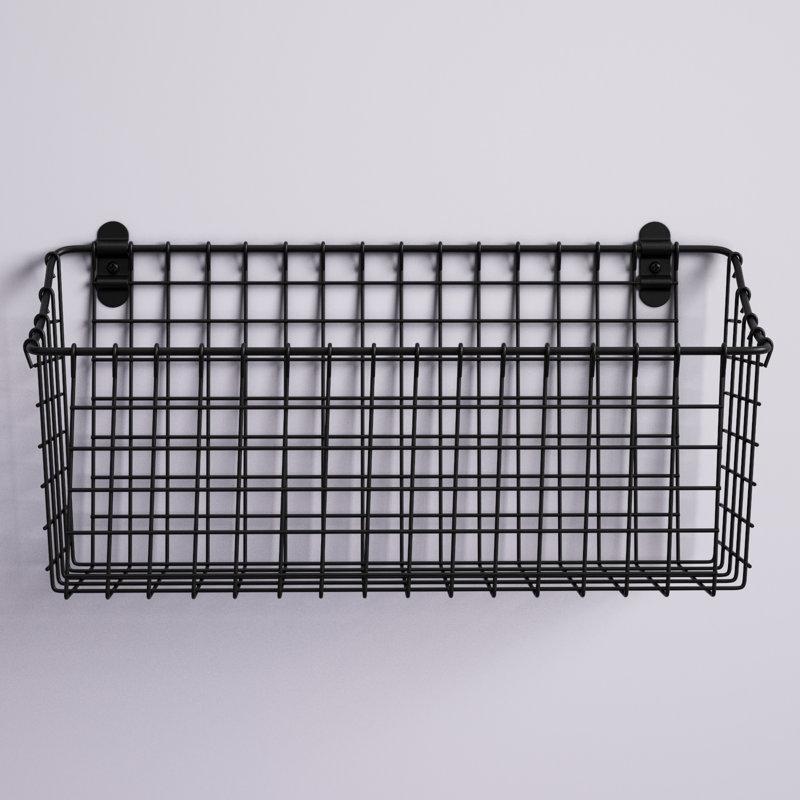 Siyah Metal Sepetli Duvar Rafı - 39 cm - 179407