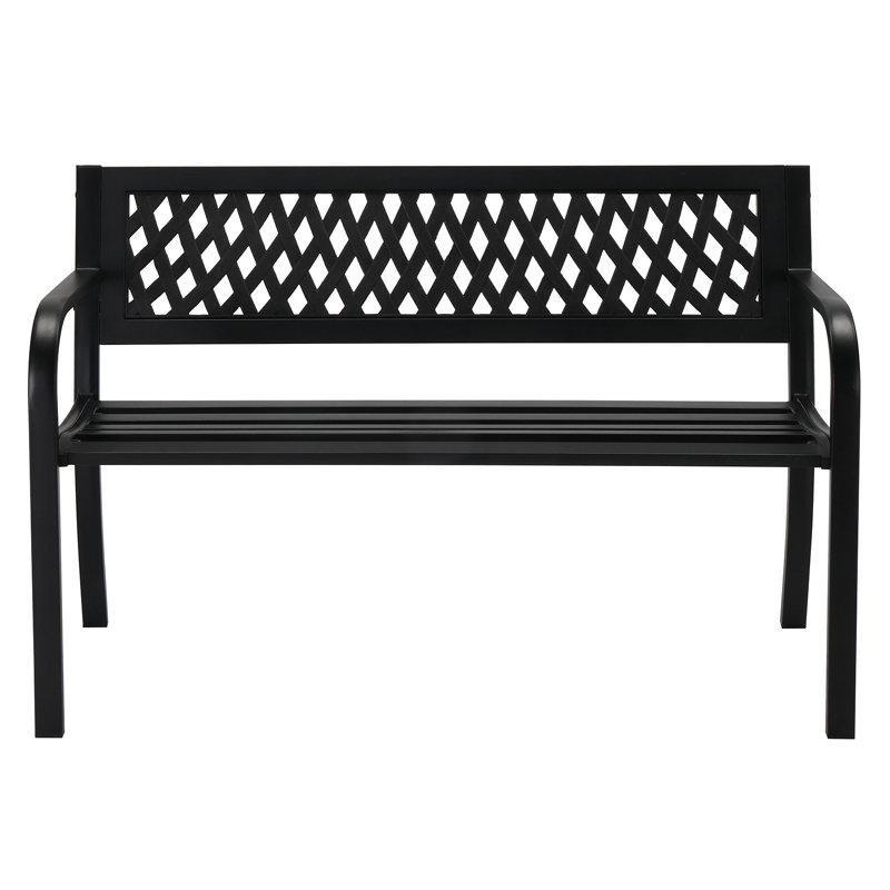 Siyah Metal Sırtlıklı Kolçaklı Bahçe Bankı - 120 cm - 172484