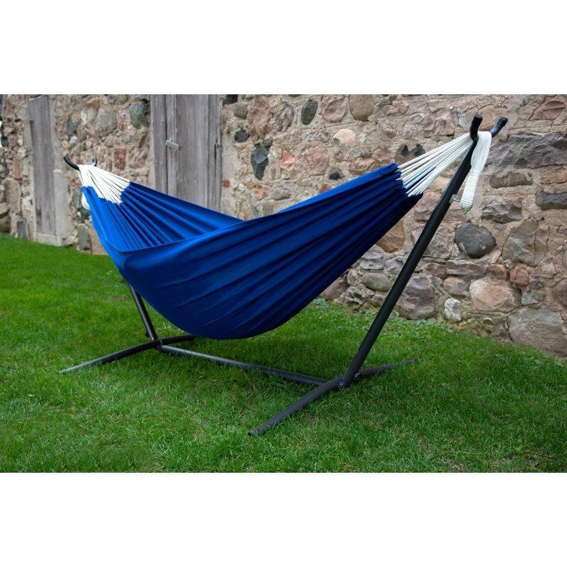 Siyah Metal Standlı Polyester Çift Kişilik Taşıma Çantalı Ayaklı Hamak - 279 cm - 180013