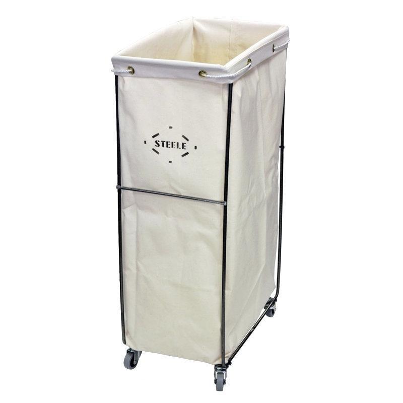 Siyah Metal Tekerlekli Köşe Tipi Kumaş Çamaşır Sepeti - 91x46x31 cm - 187793