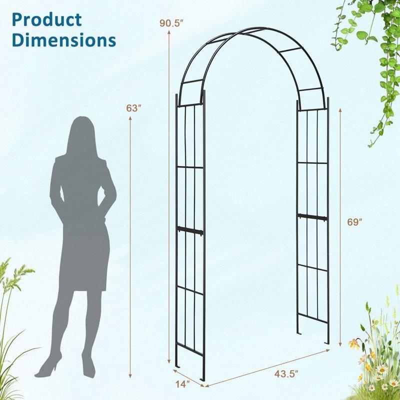 Siyah Metal Tırmanma Destekli Bahçe Kemeri - 111x36x230 cm - 178986