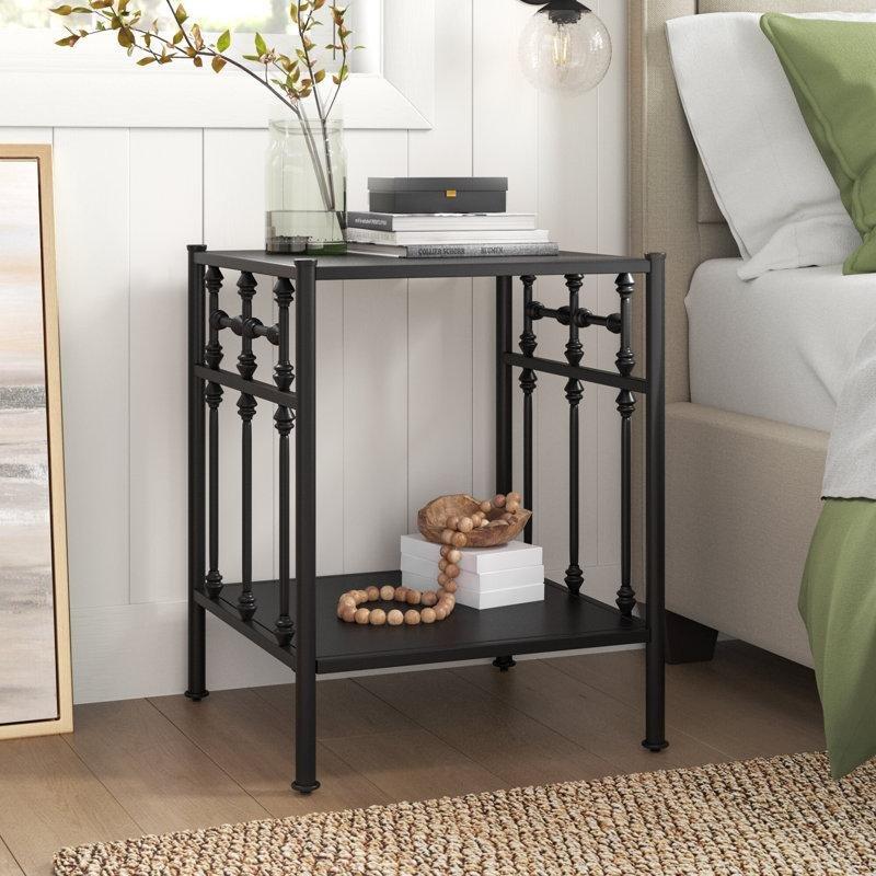 Siyah Metal Tornalı Raflı Komodin - 51x51 cm - 223923