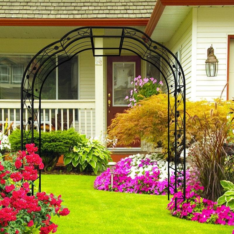 Siyah Metal Toz Boyalı Sarmaşık Uyumlu Bahçe Kemeri - 251x189 cm - 178769